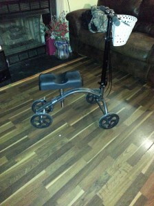 a picture of my wife's rolling knee walker.